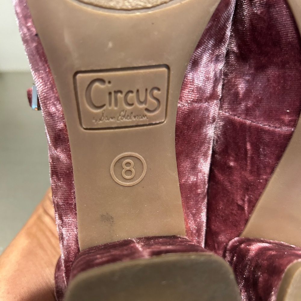 Circus by Sam Edelman Dusty Rose Velvet Mary Jane Block Heels - Picture 7 of 7